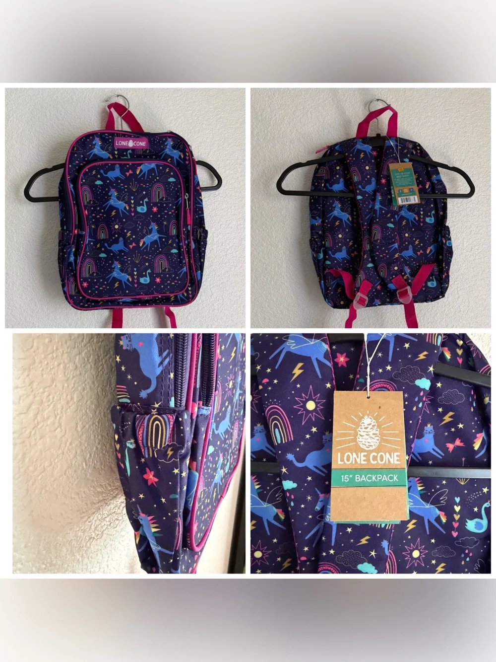 Lone Cone Unicorn Dreams 15” Backpack & Lunch Bag